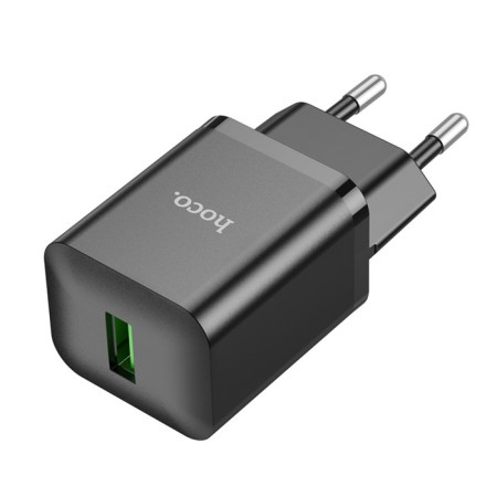Network charger Hoco N26, 1 USB, 18 W, Qc, Black-1