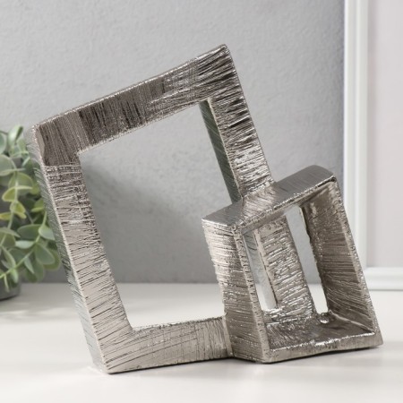 Souvenir Ceramics "Abstraction. Two squares" silver 25.5x5x20.5 cm-1