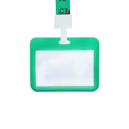 Badge horizontal, external, 100 x 80mm, internal 52 x 82mm, tape 42 cm, frog-1