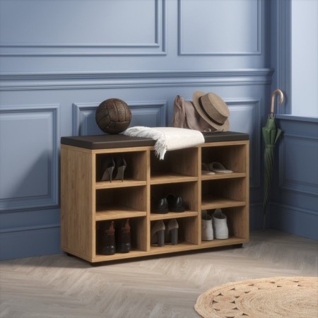Shoe cabinet, 780 × 295 × 500 mm, color walnut Lyon / oak craft golden