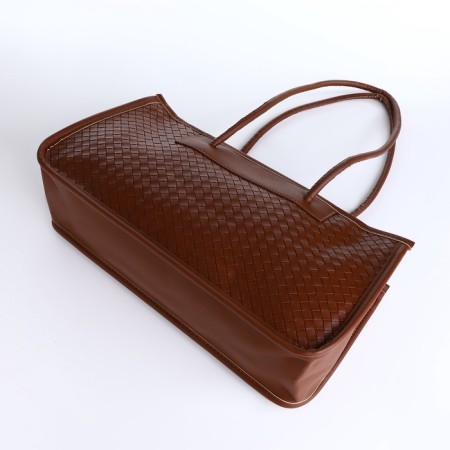Bag Women's Tout with zipper, brown color-5