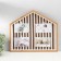 Photo frame plastic, textiles in 4 photos "cute house in brown strip" with clothespins 40x35 cm