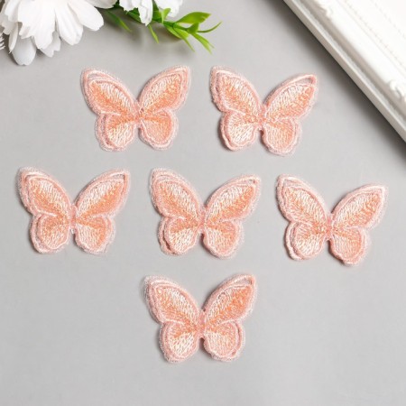 Decor for creativity Textile embroidery "Percane butterfly" double wings 3.7x4.5 cm-1