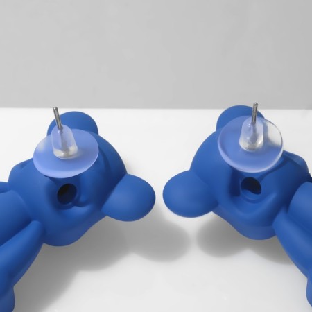 Earrings plastic "Bear", blue color-2