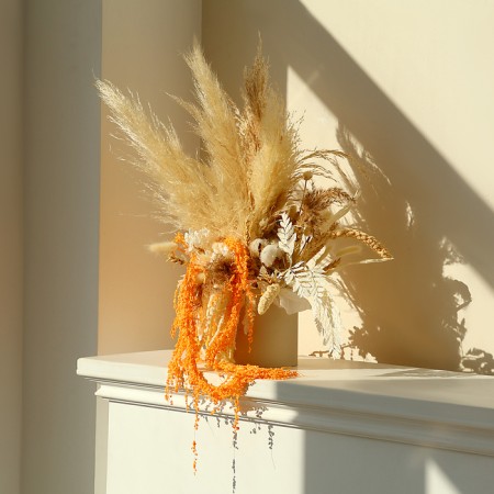 Dry amaranth flowers, 100 g, sheet size: from 50 to 60 cm, orange color-1
