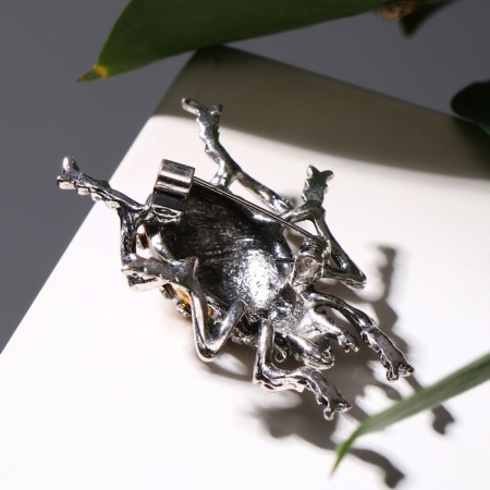 Brooch "Beetle", colored in black silver-1