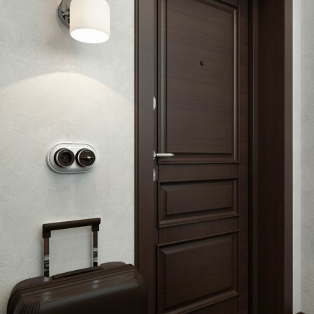The socket W5871052 with the grounding of Vintage, Mokko matte chrome-2