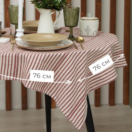 The tablecloth of Ethel "Stripes", col. Red, 76x76 cm, 100% HL-1