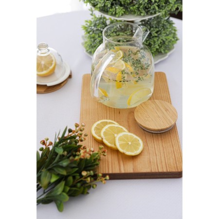 Glass teapot with a bamboo cover and a metal filter Bellatenero "Eco", 1.2 liters-1