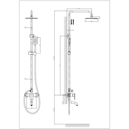 Shower system Rush Bruny Br4335-40, tropical shower, hand watering can, chrome-1
