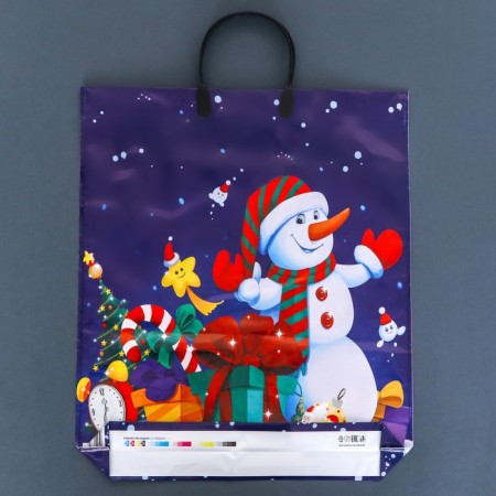 Package "Snowman with Gifts", polyethylene with a plastic pen, 38x45 cm, 90 μm-1