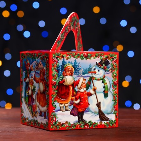 Gift box Cube large "Vintage" 120x120x120 (+60)-1