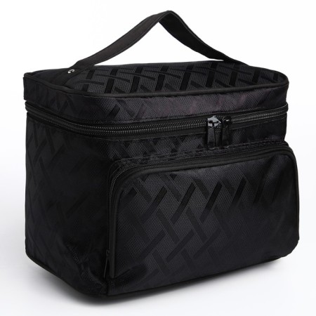 Cosmetic bag with a zipper, with a mirror, black color