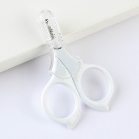 Children's scissors, manicure, with a cap, white color-5