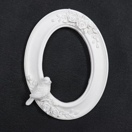 Photo frame "oval with birds" white