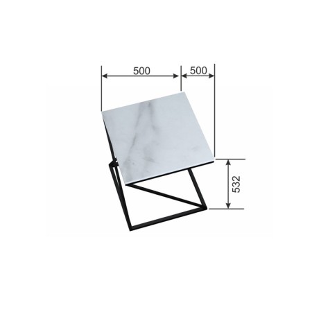 Table DQ TEASER NUT, 500*500*532, white marble, m/k black MDF-2