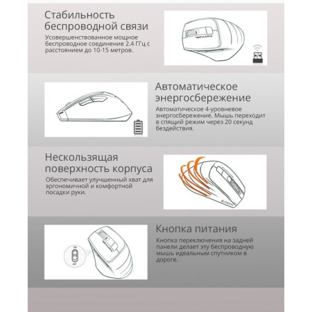 Mouse A4Tech FSTYLER FG30 Gray/Orange optical (2000DPI) wireless USB (6but)-3