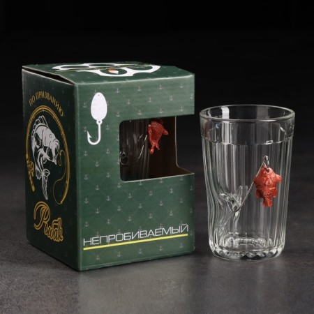 A glass "impenetrable", faceted, with a fish, 200 ml-5