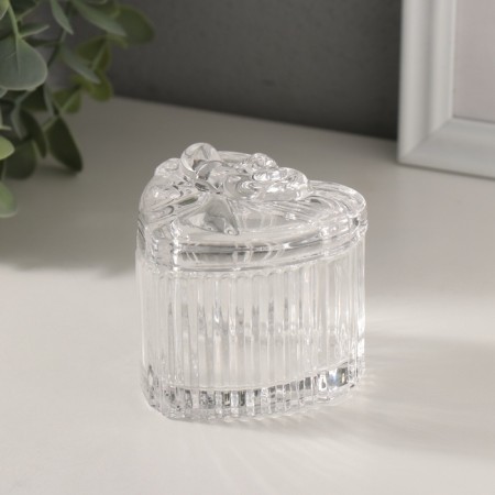 Casket Glass "Gift Heart" Transparent 7.4x7.4x7.1 cm-1