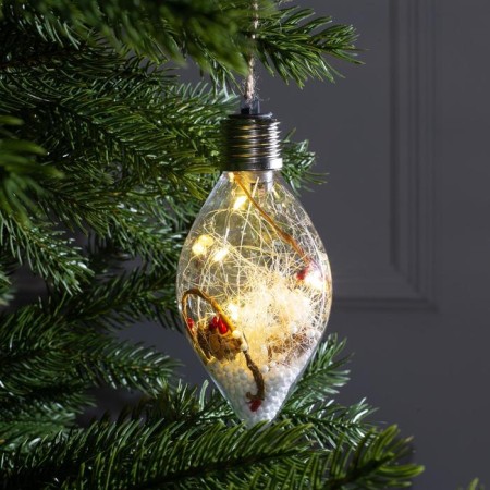 Fir -tree ball "Snow threads", batteries, 5 LED, glow warm white