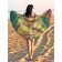 Pareo and beach rug "Multi -colored giraffe", D = 150 cm