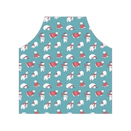 Apron kitchen with a photo print "Christmas polar bears", adjustable, size OS-1
