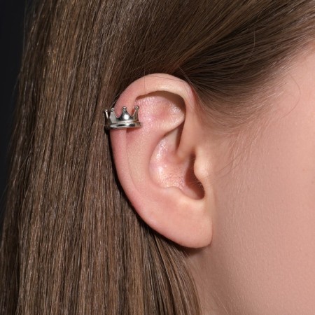 Earring "Kaff" Crown, color silver