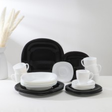 Service table Luminarc Carine White & Black, glass ceramics, 30 objects, white and black color