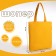 Shopper bag without fastening, from textiles, yellow color