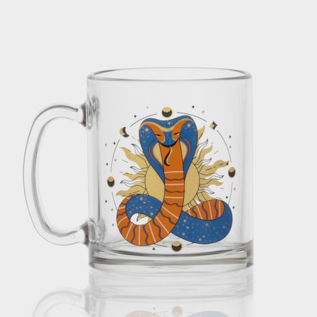 New Year's glass tea mug "Mystical snakes", 320 ml, mix