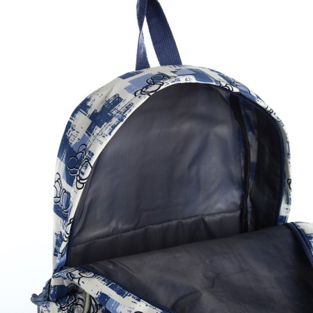 School backpack from textiles on lightning, 3 pockets, blue color-5