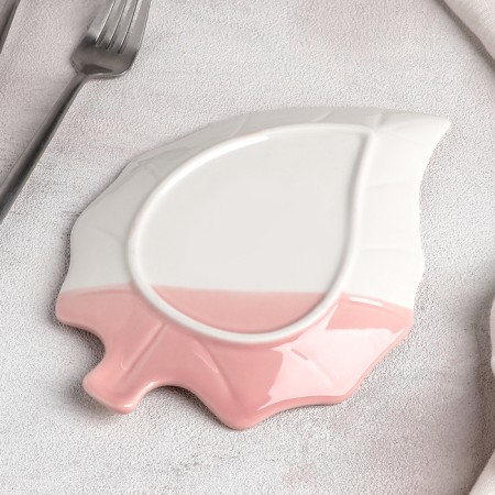Bastee dish, 21.5 × 15 × 1.5 cm, white-pink color-2