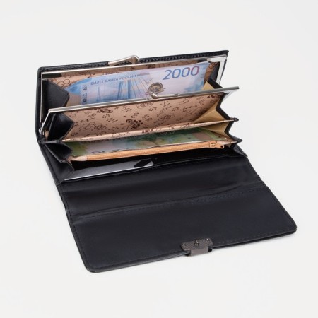 Women's wallet on the button, black color-3