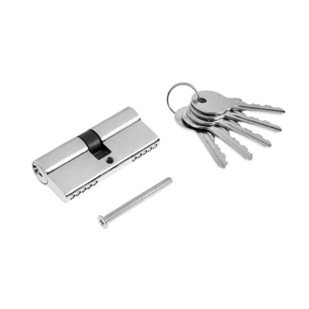 Cylinder mechanism, 70 mm, English key, 5 keys, chromium color