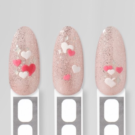 Nail stickers 6.5*5.5cm hearts CO-046 red/white volume Subway QF-2