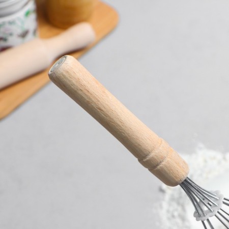 Whisk for whipping with a wooden pen "Classic", 27 cm-2