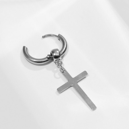 Piercing in the ear "Cross", d = 11 mm, color silver-1