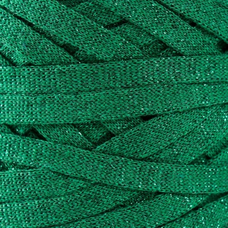 Knitted yarn "Ribbon" with Lurex 85m/170 ± 5 g (nephritis, lurex: green)-2