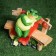 Garden figure "Frog on a bench sits" 27x38cm