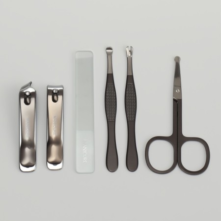 Manicure set, 6 items, in case, orange/black color-2