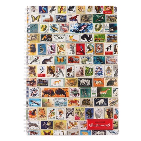 Notebook A4, 96 sheets in a cage on the crest nostalgia, covered cardboard, matte lamination, embossing, block 65g/m2, 4V mix-3