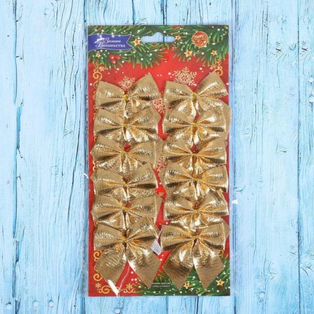 Decoration Christmas tree "bow" (set 12 pcs) 5 cm, gold-1