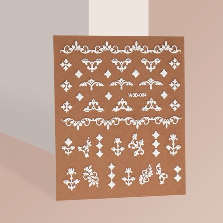 Nail stickers "monogram", voluminous, white color-1