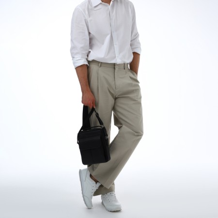 Male bag over the shoulder, Textura, 2 external pockets, black color-10