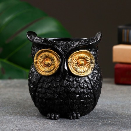 Figure pot "Owl" black, 11x10x10cm-1