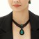 Set 2 objects: earrings, necklace “vernissage” drop, emerald color in ferrous metal, 30 cm