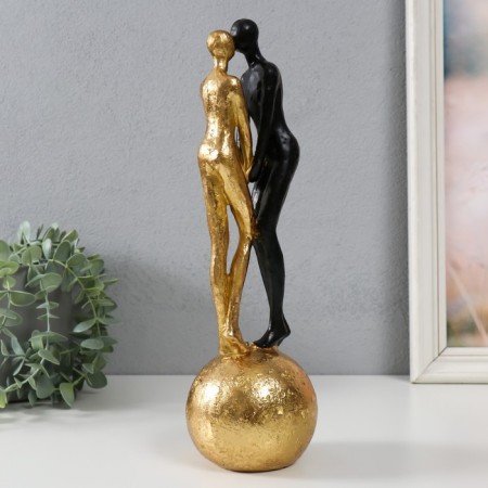 Souvenir Polystone "Abstraction. Lovers on the ball" Gold with black 9.5x9.5x32 cm-3
