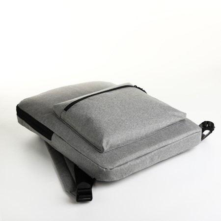A backpack for a laptop made of textiles on a zipper, an outer pocket, color gray-4