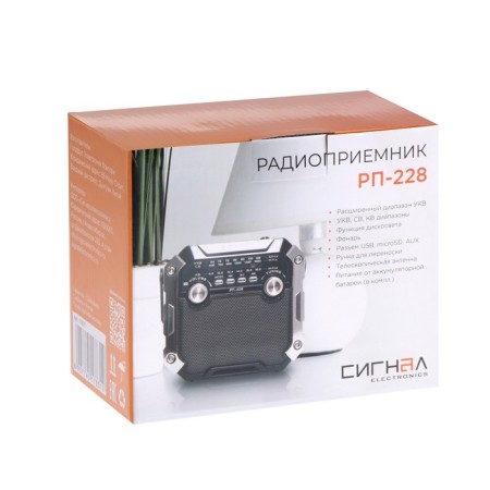 Radio receiver "RP-228", 220V, battery 1200 mAh, USB, SD, black-8