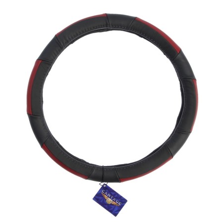 Cartage steering, genuine leather, size 38 cm, black and red-2